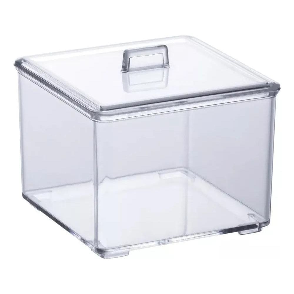 2X Porta Cotonete E Algodão Organizador Em Acrílico Luxo Cor