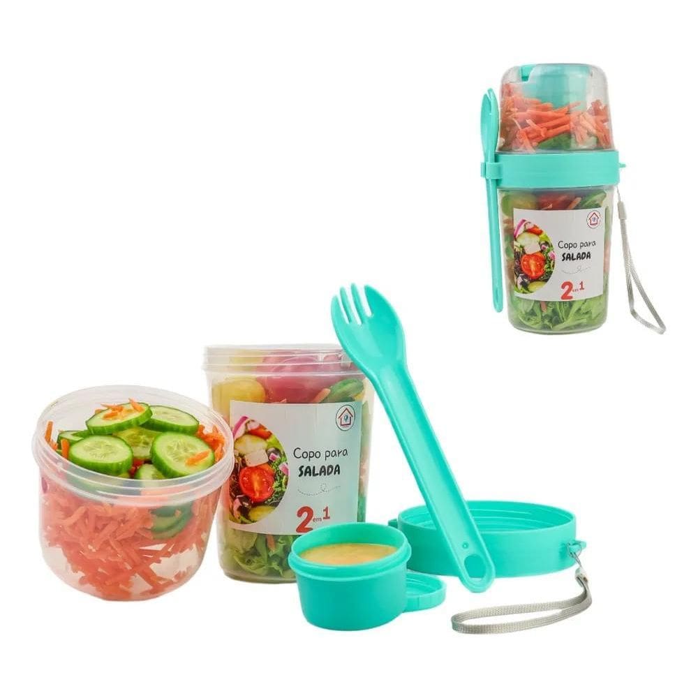 3X Copo Para Salada Frutas E Iogurte 500Ml + 300Ml 2 Em 1