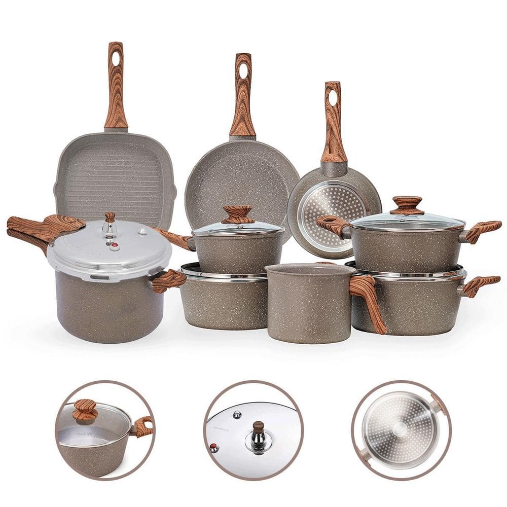 Jogo Panelas 9 Pç Premium 4Mm Indução Cerâmico - Grafito