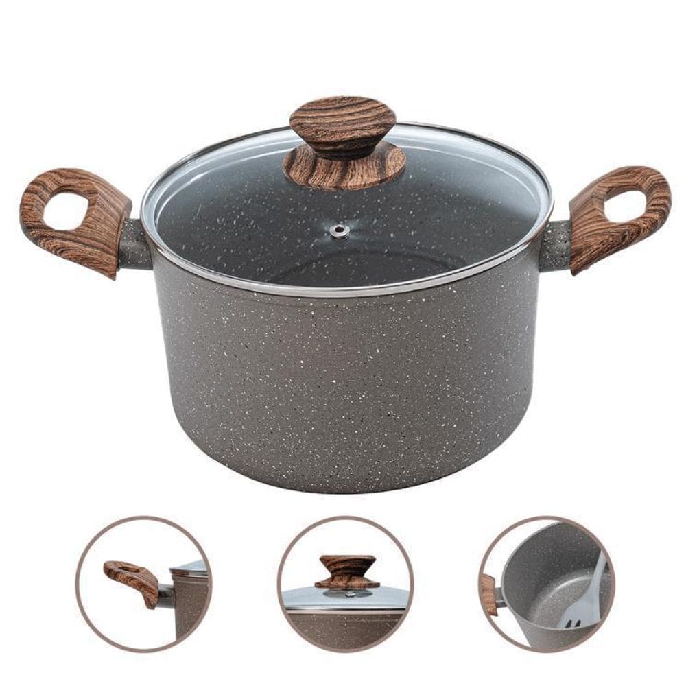 Panela Caldeirão 20Cm Revestimento Cerâmico Indução -Grafito