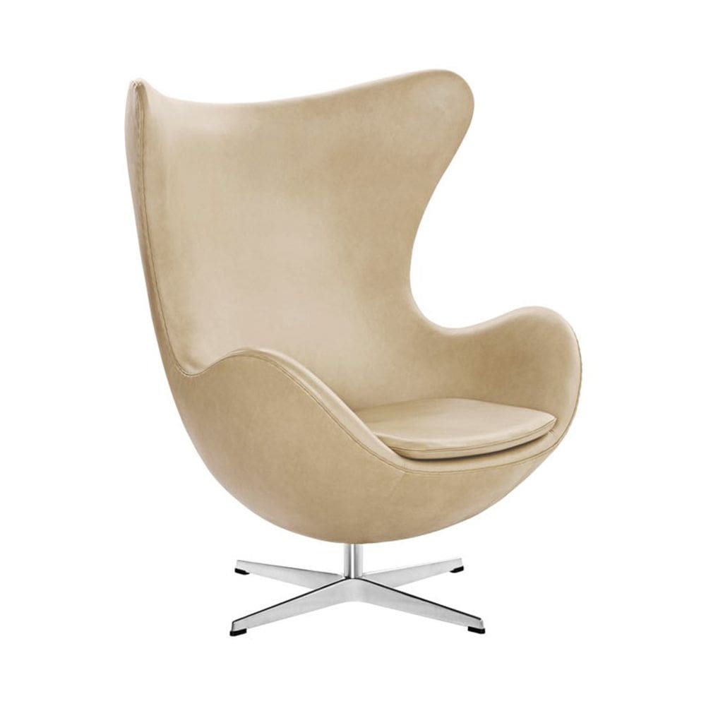 Poltrona Egg sem Puff Base Alumínio em Sued Bege