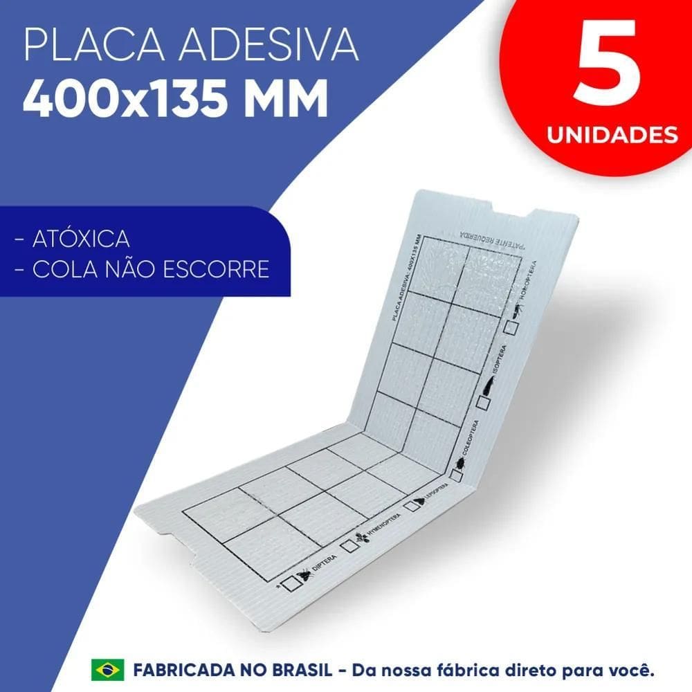 10X Kit 5 Placas Adesivas Refil 400X135Mm Para Armadilha Mo