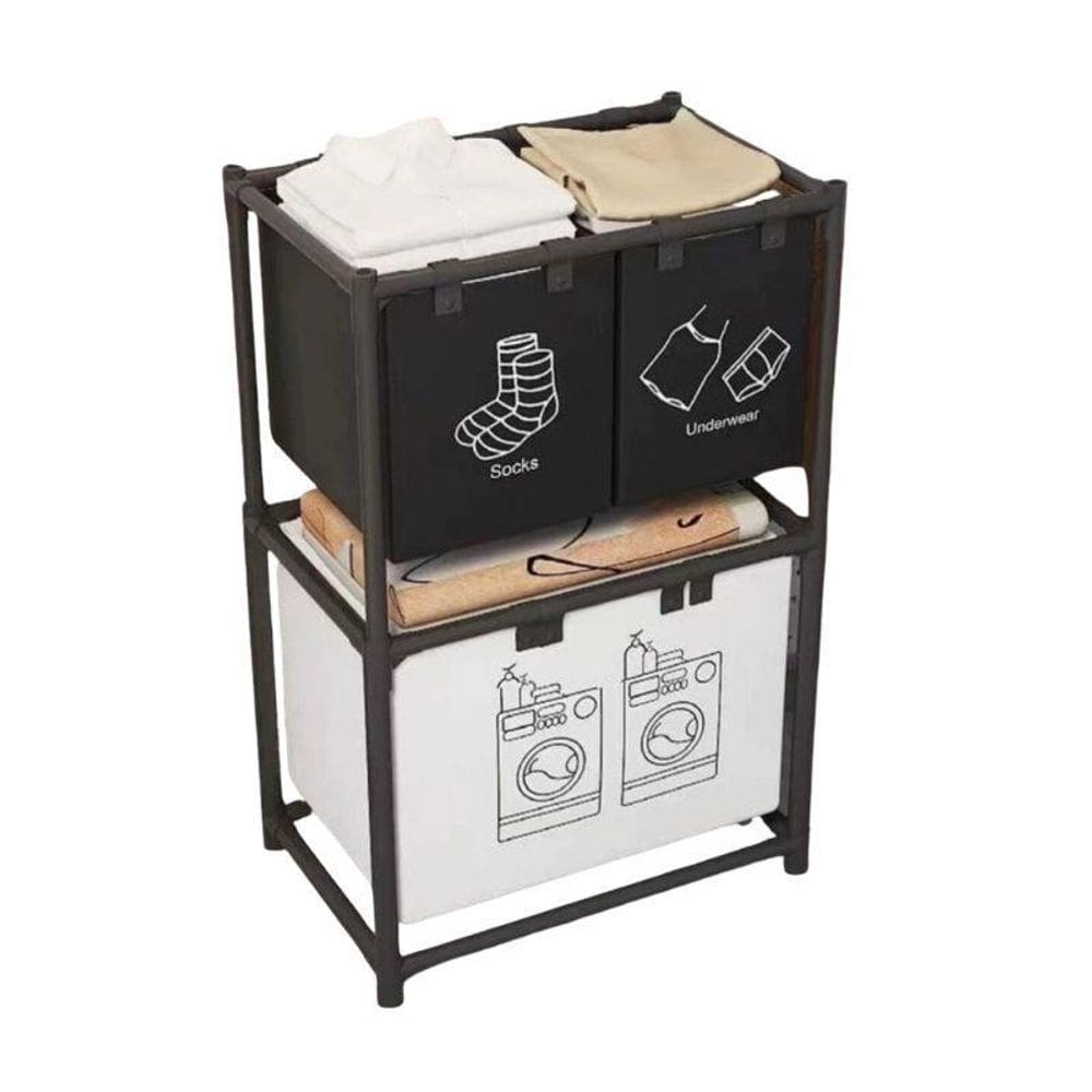 Organizador De Roupas Para Lavanderia Com 3 Cestos Removível