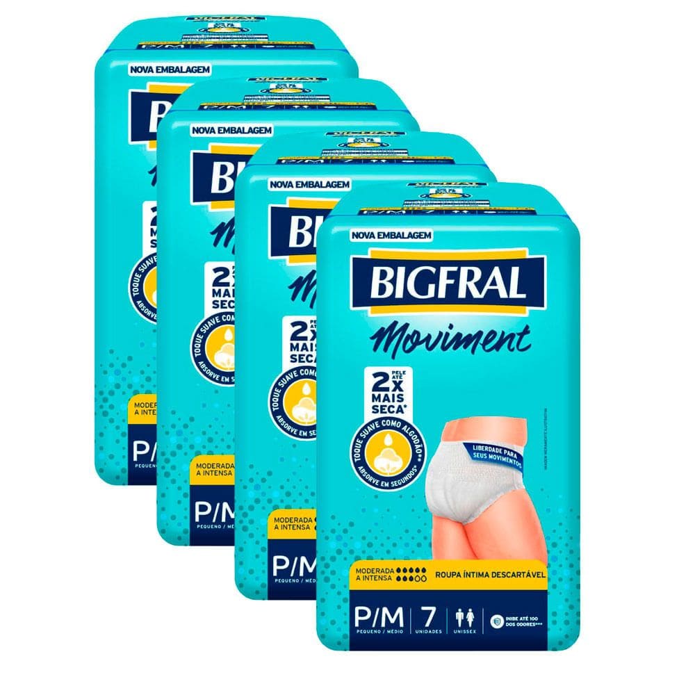 Kit 4 Roupa Íntima Bigfral Moviment P/M 7 Unidades