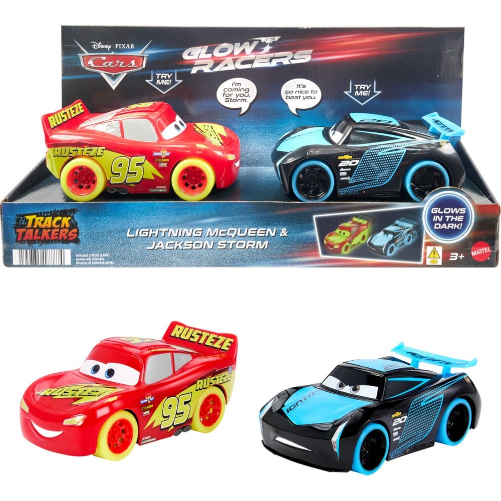 Carros de brinquedo Disney Pixar Cars Track Talkers Glow Racers, pacote com 2