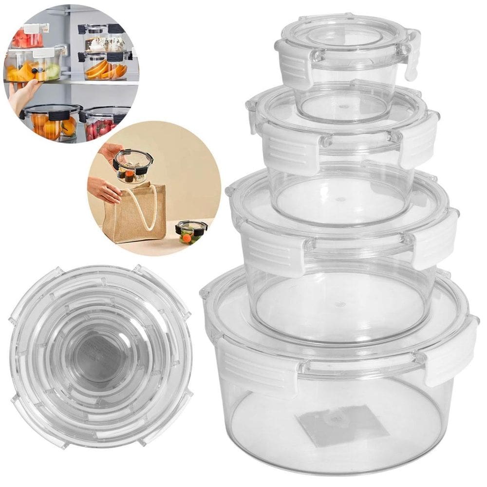 Kit 4 Potes Herméticos Plastico Redondo Empilháveis Incolor