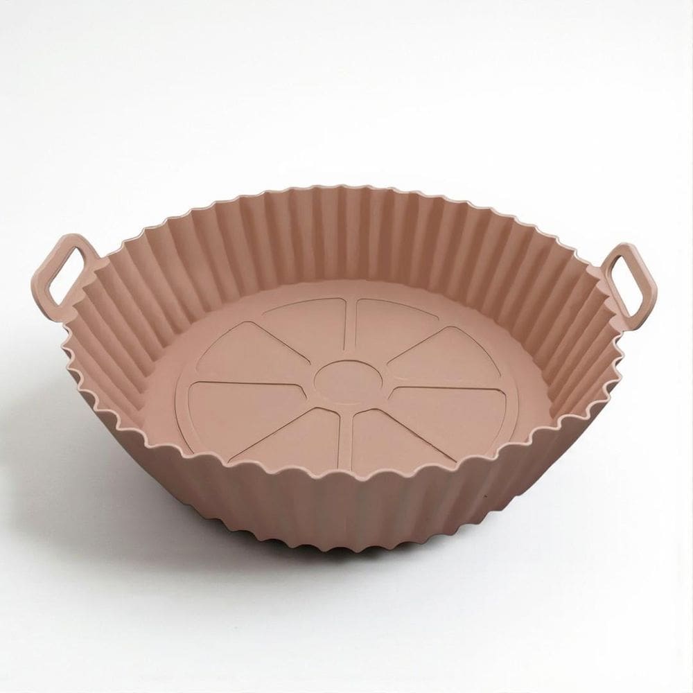 Forma Reutilizável De Silicone Marrom Para Airfryer 16Cm