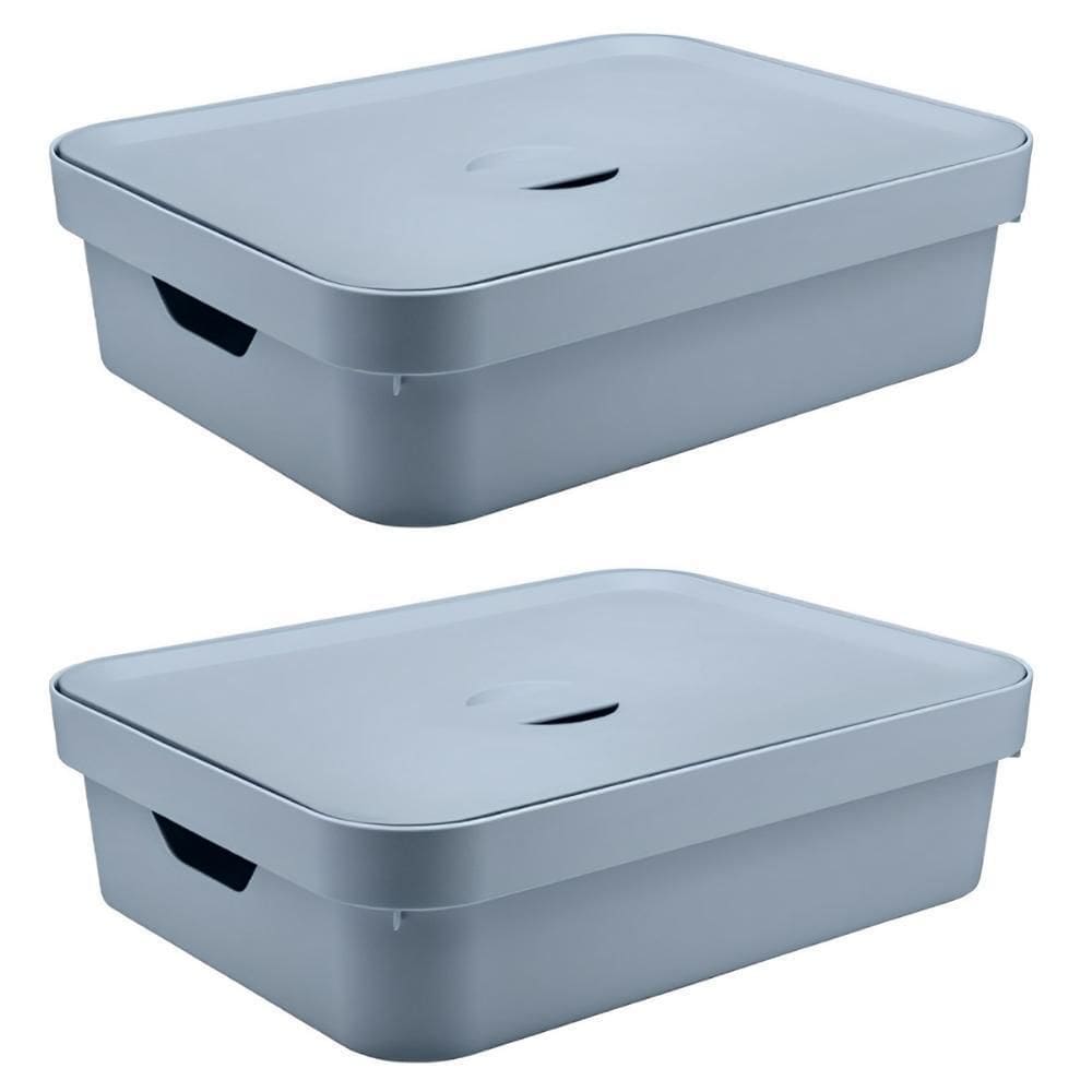 Caixa Organizadora Ou Plastico 16L Cube Azul 02 Unidades