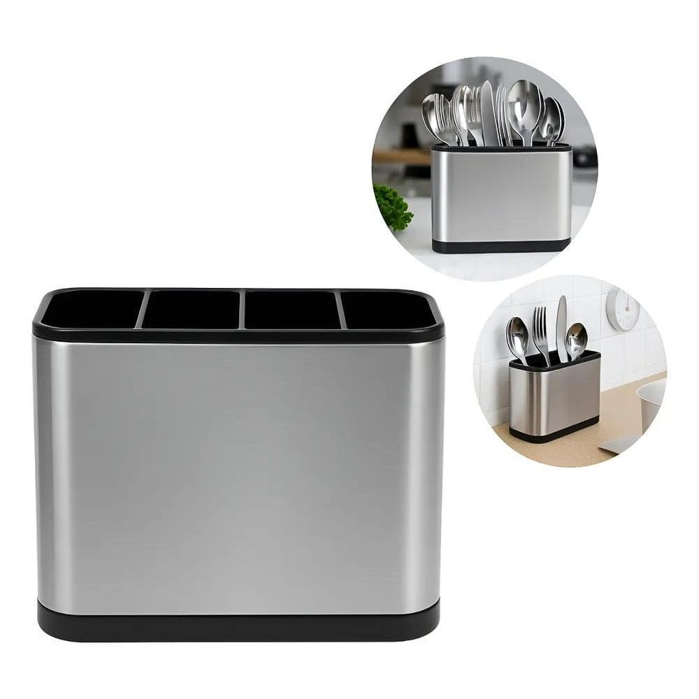 3X Escorredor Porta Talheres Pia Silver Inox Aço Inoxidável