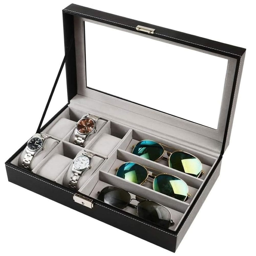 Porta Relogio Oculos de Sol Pulseira Luxo Caixa Estojo Expositor Organizador Penteadeira Mesa Armario Resistente Seguro