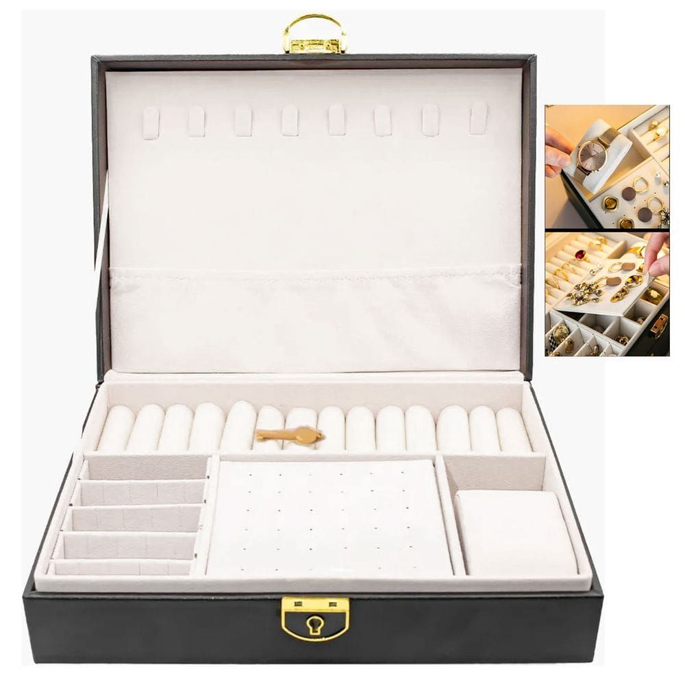 Porta Joias Cordao Anel Brinco Relogio Pulseira Acessorio Caixa Estojo Penteadeira Gaveta Mesa Bancada Organizaçao