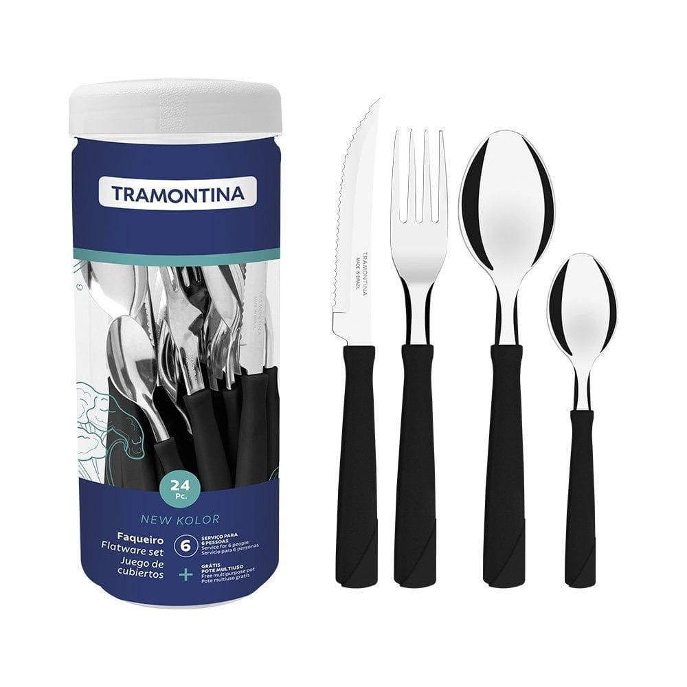 Jogo De Talheres 24 Peças Tramontina New Kolor 23198093 Pret