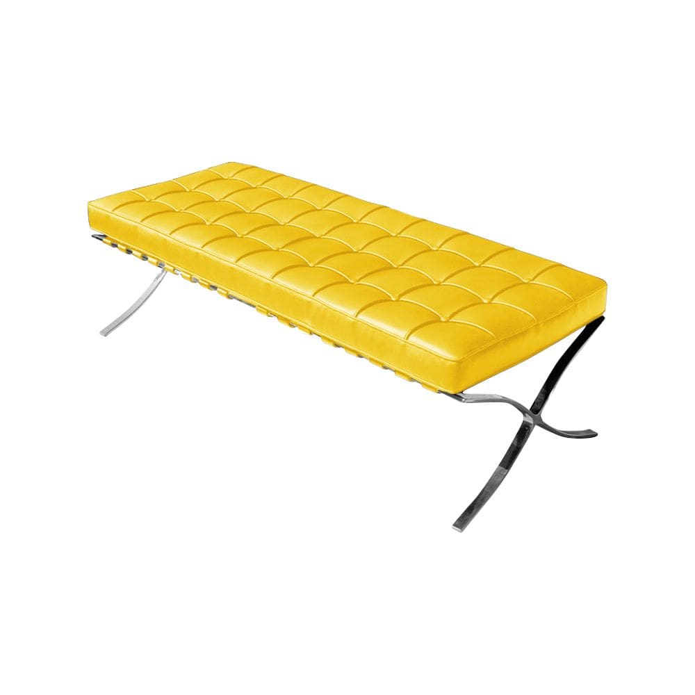 Banco Barcelona Couro Sintético Amarelo Base Cromada