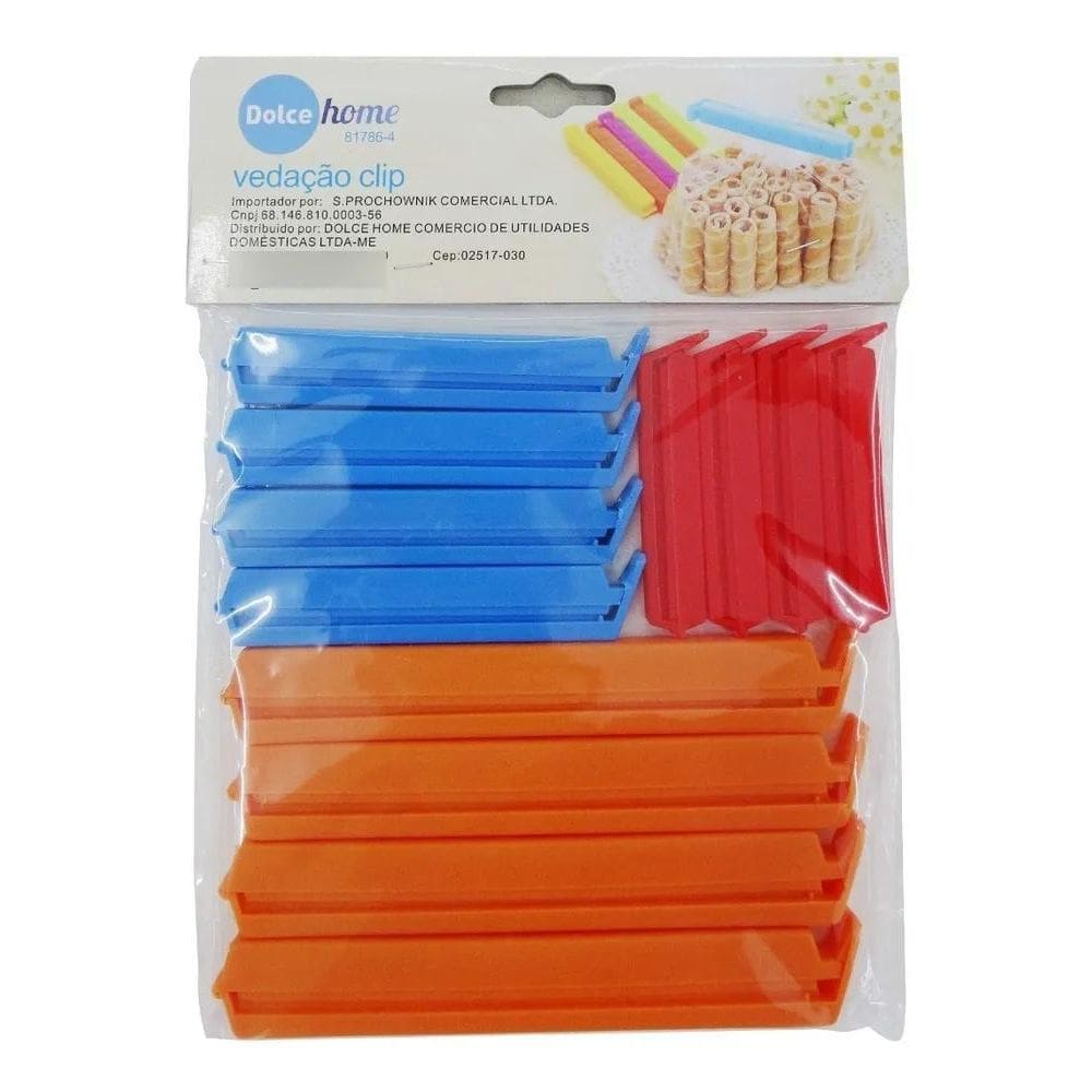 Prendedor Clipe Lacre Kit 12 Veda Fecha Alimentos Cozinha