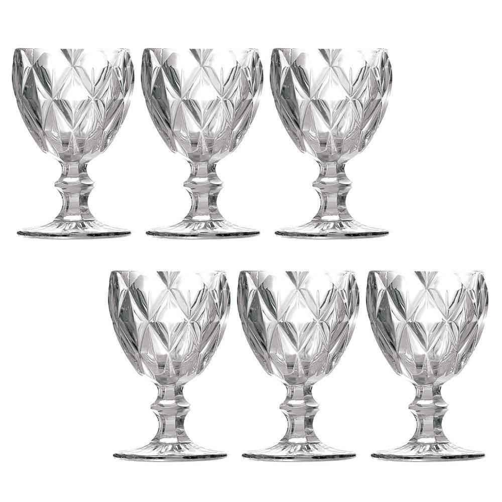 Conjunto 6 Taças Vinho Água Diamante Clear Vidro Class Home