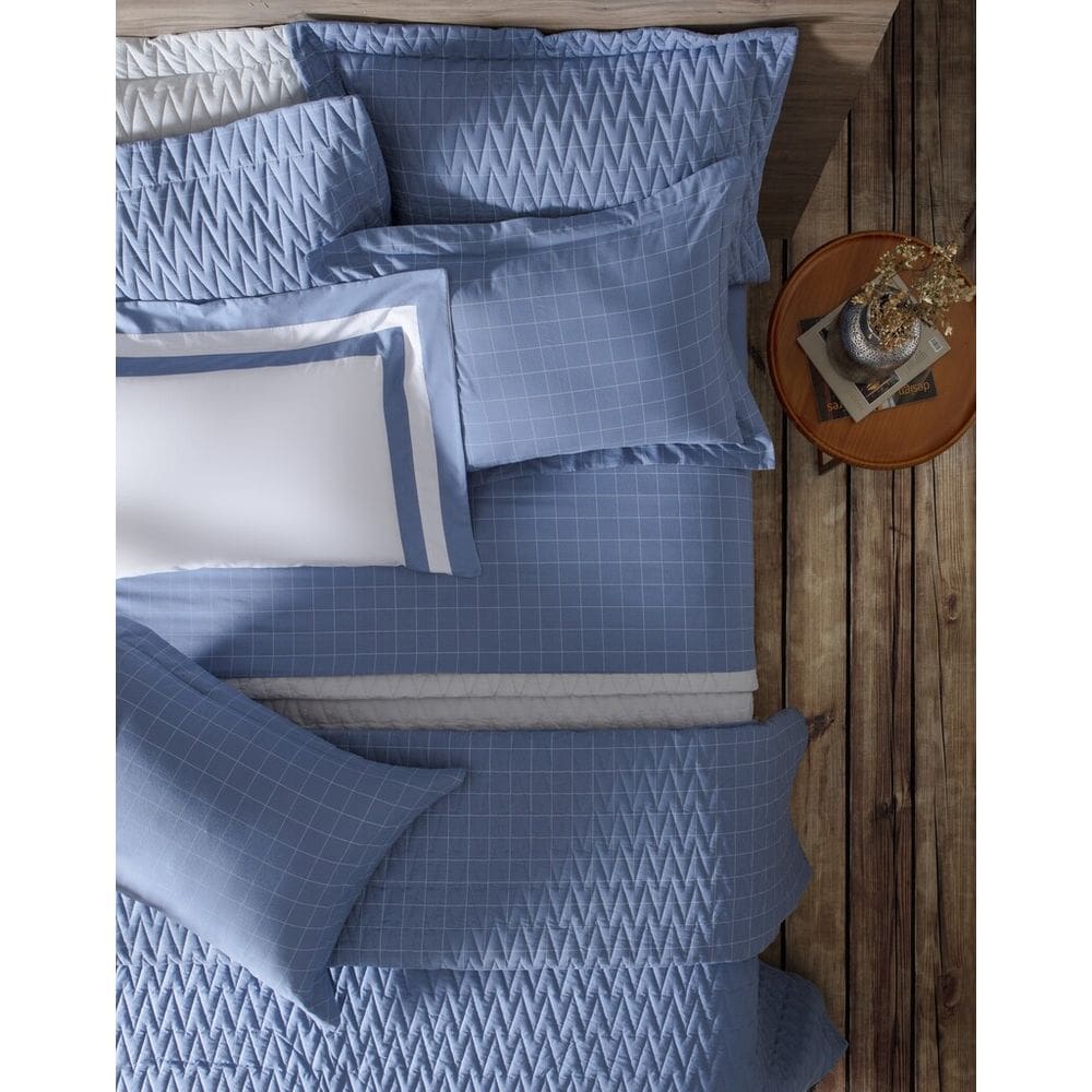 Jogo De Cama Casal Grid Indigo 200F 2,20Mx2,50M