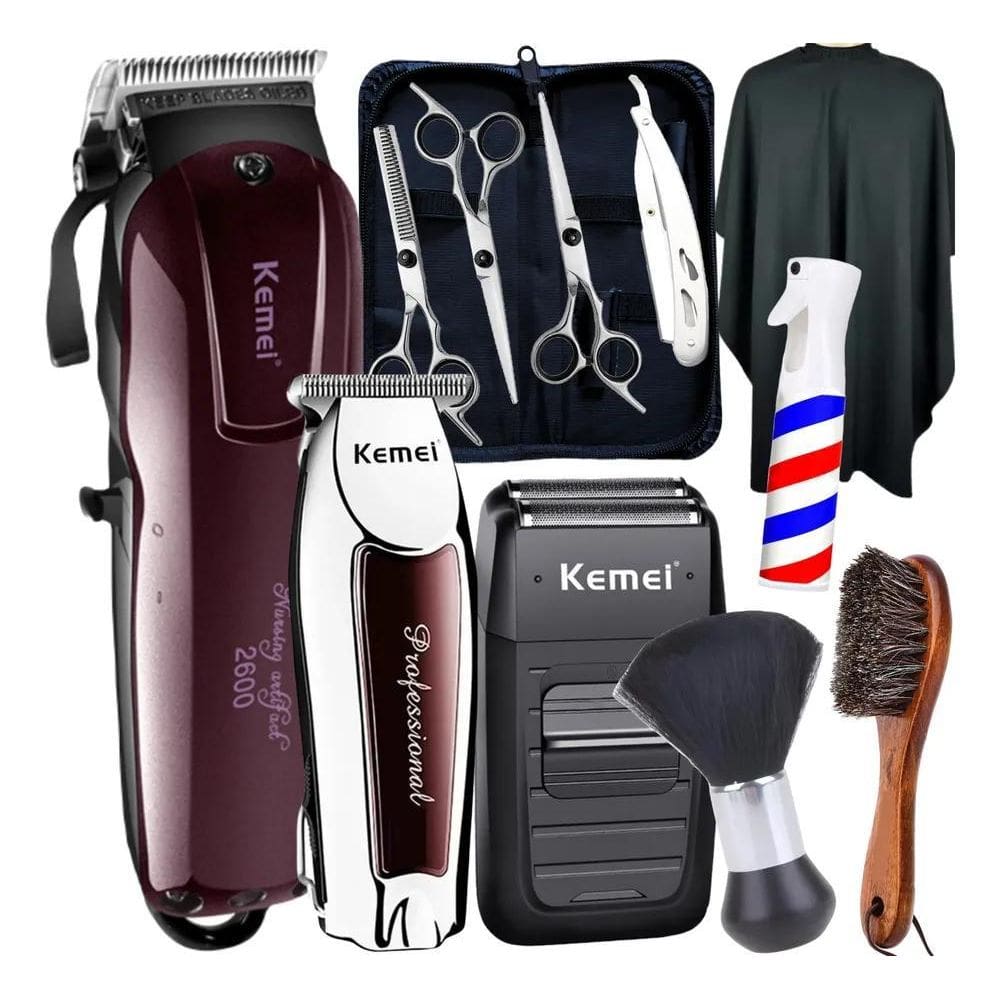 10X Kit Tesoura Maquina Cortar Cabelo Jl Eletr