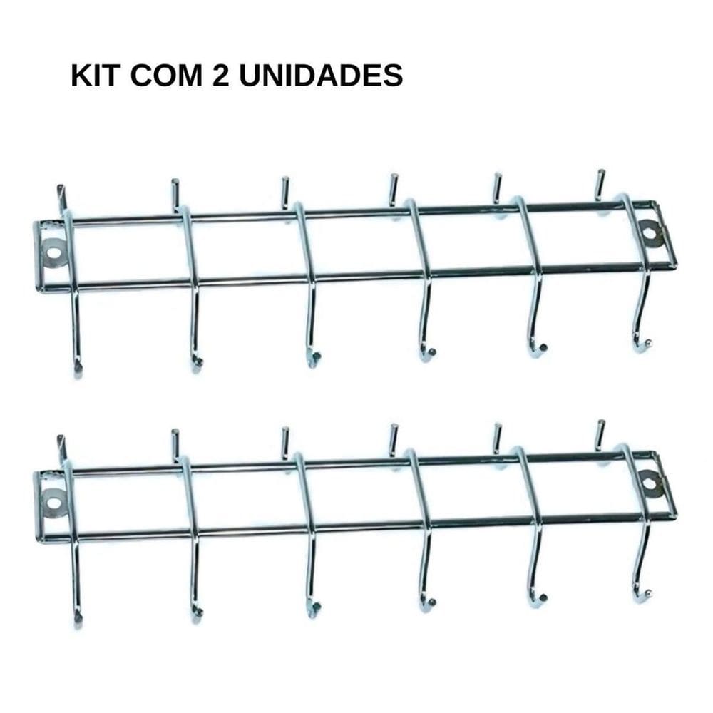 Kit 2 Suporte Porta 12 Xícaras Fixar Armário Cozinha Cinza