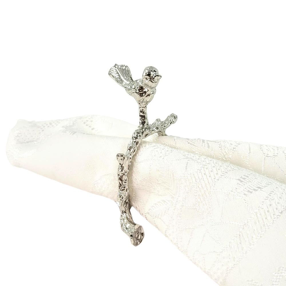 Porta Guardanapo Pássaro Prata Galho Mesa Posta Decoração