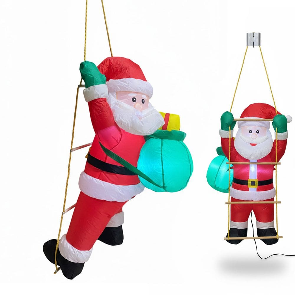 Papai Noel Inflavel Natalino Sobe Escada Natal Escalador Decoraçao Janela Porta Varanda Decoraçao Loja Shopping