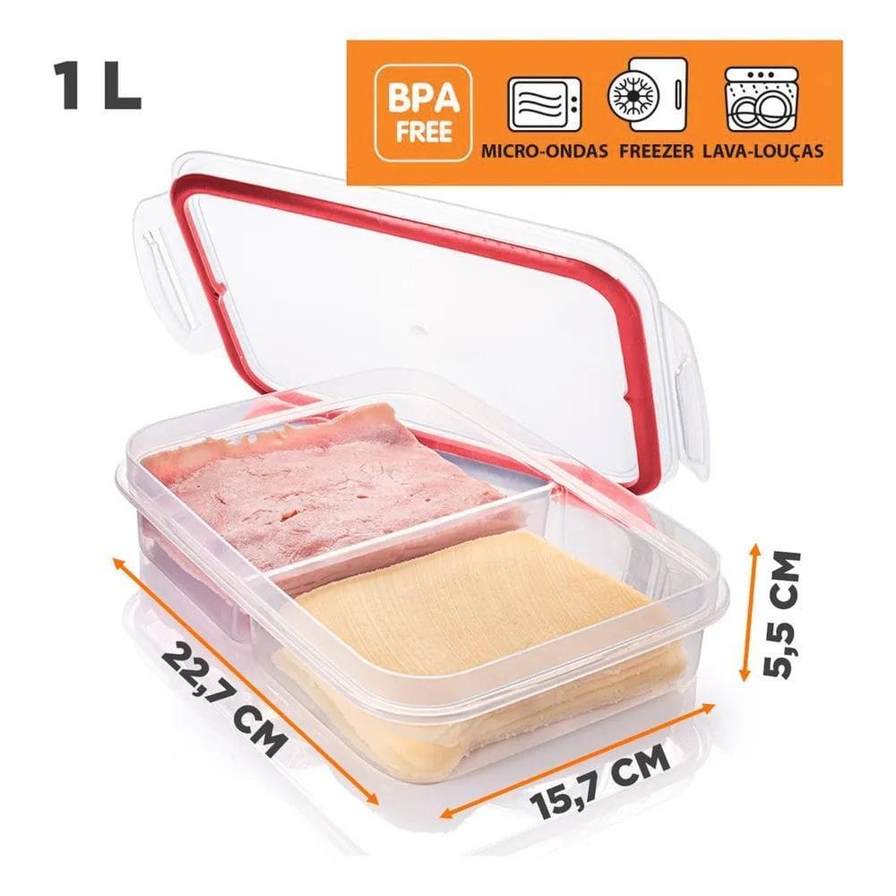 10X Pote Porta Frios 2 Divisórias Plasútil Empilhável Hermé