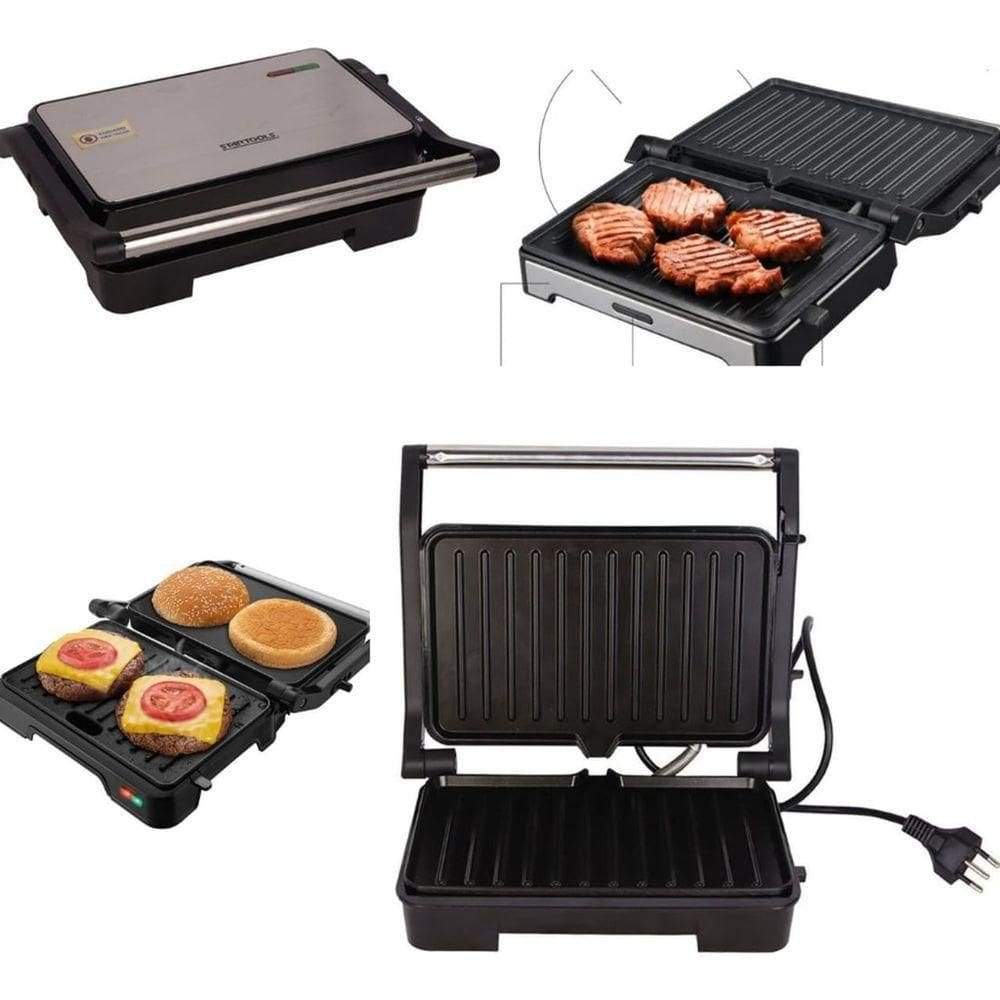 Sanduicheira Grill Elétrica 1000w Hamburgueira Churrasqueira Inox - 220v