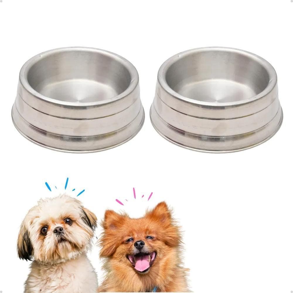 3X Kit 2 Pote Alumínio Pesado Polido Pequeno Cachorro 700Ml