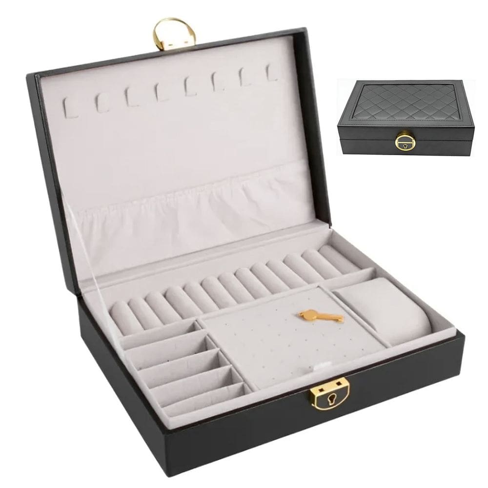 Porta Joia Anel Brinco Pulseira Cordao Relogio Estojo Caixa Organizaçao Mesa Penteadeira Gaveta Acessorio