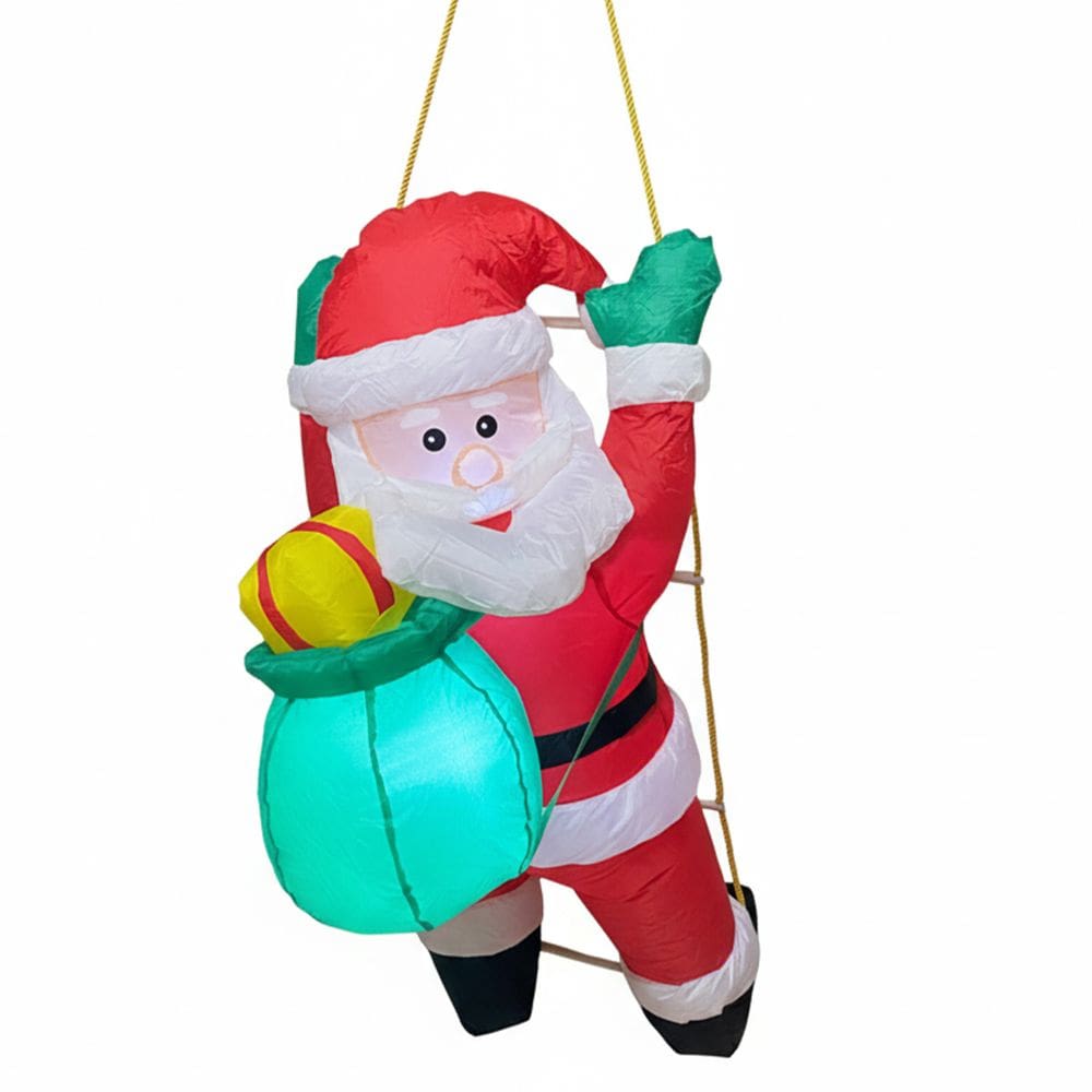 Papai Noel Inflavel Natal Sobe Escada Natalino Enfeite Janela Porta Varanda Decoraçao Casa Shopping Comercio