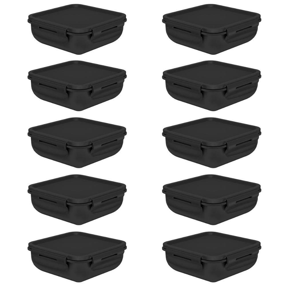 10X Marmita Pequena Hermética Divisória Ou Marmitou Preta
