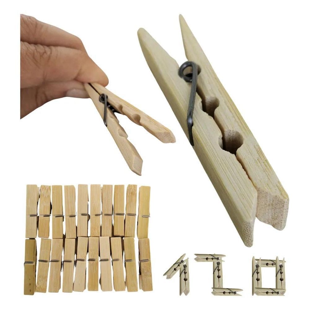 2X Kit 120 Prendedor Pregador Roupas Madeira Bambu Resistent