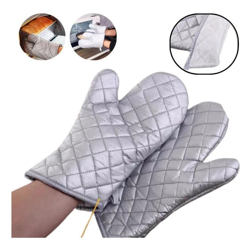 2X Luva Culinária Térmica Para Forno Quente Cozinha Metaliza