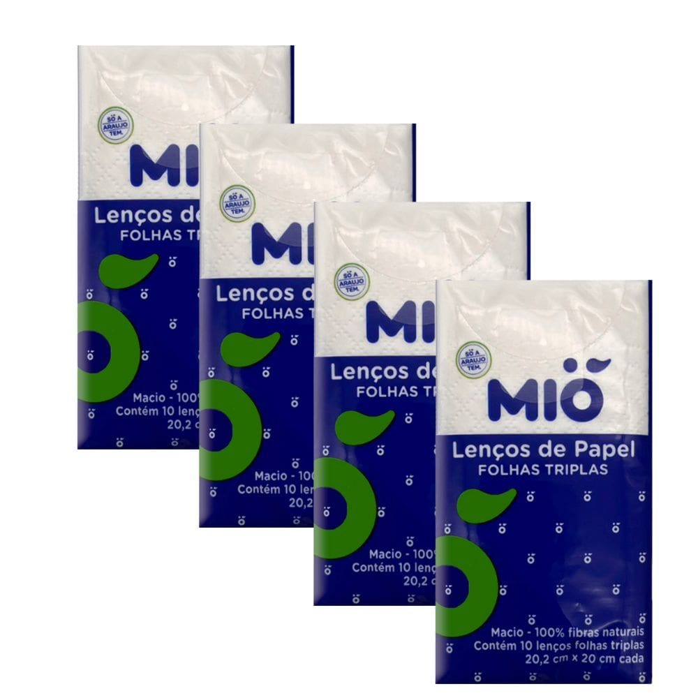 Kit 4 Lenço de Papel Mió de Bolso Folhas Tripla 10 Unidades