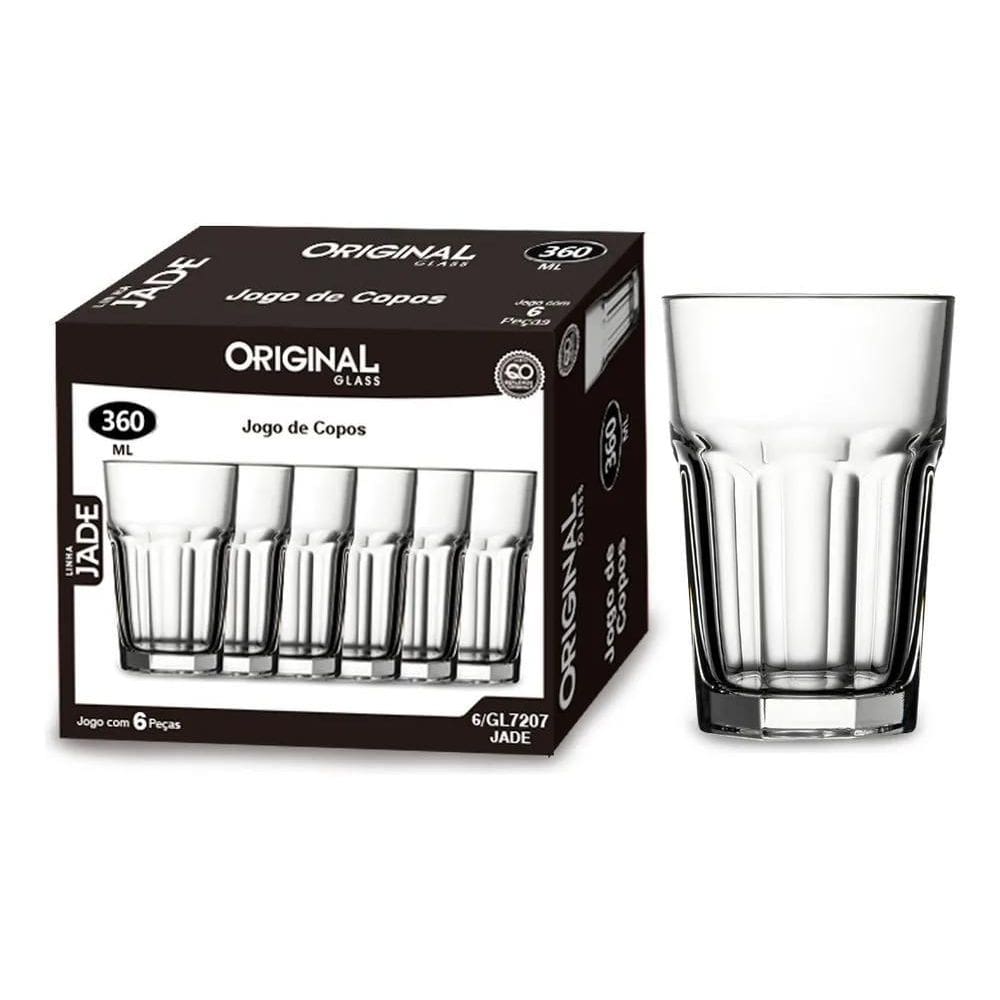 3X Copo De Vidro Grosso Jade 360Ml Gl7207 - Cor Incolor - Vi