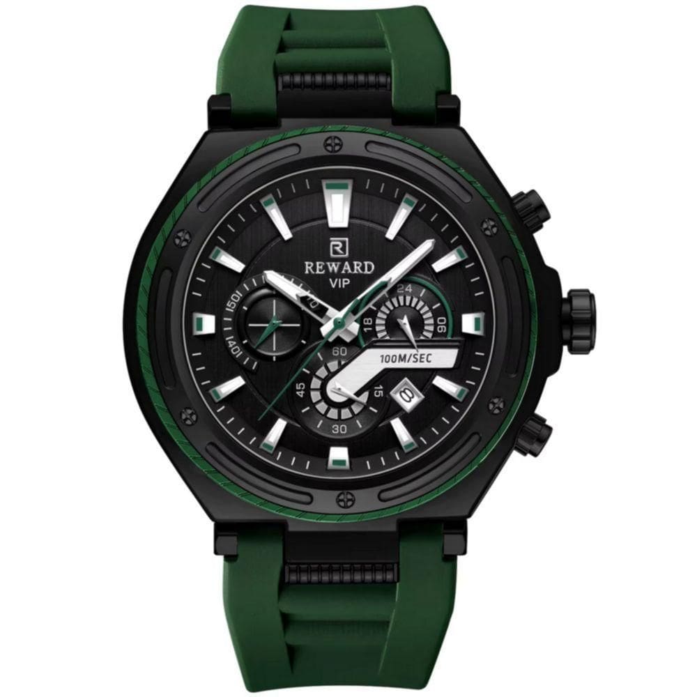 Relógio Masculino Design Robusto Esportivo De Quartzo 3bar à Prova D´agua Verde