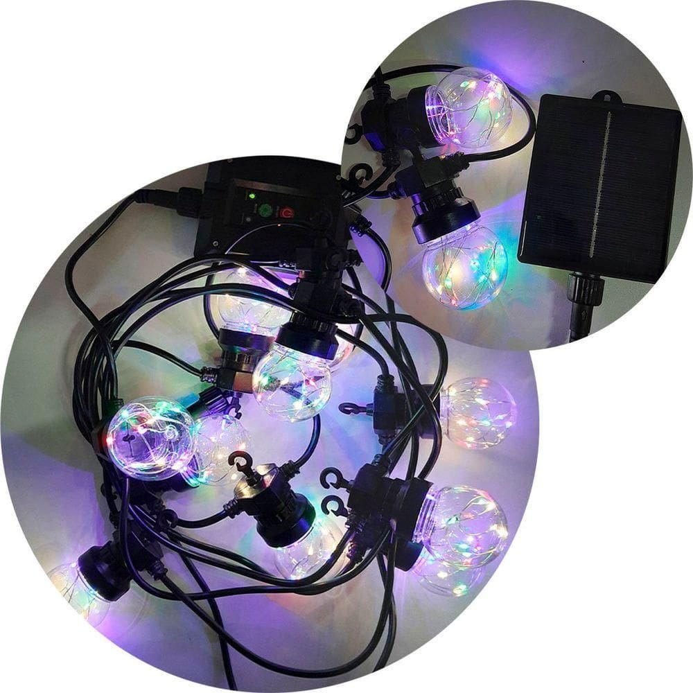 Pisca Cordão Varal Solar Natal 10 Lâmpadas Leds Colorido 5m