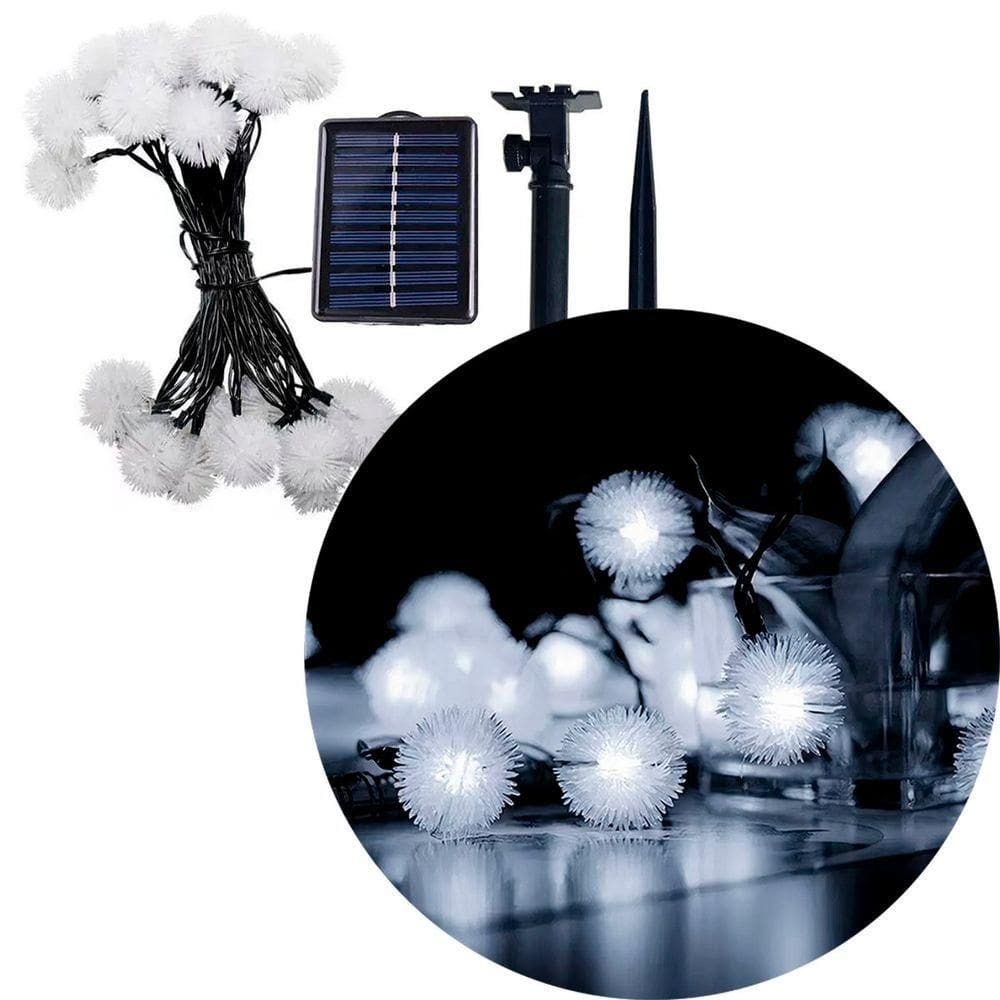 Pisca Cordão Dente De Leão Solar Externo 5m 20 Leds Branco