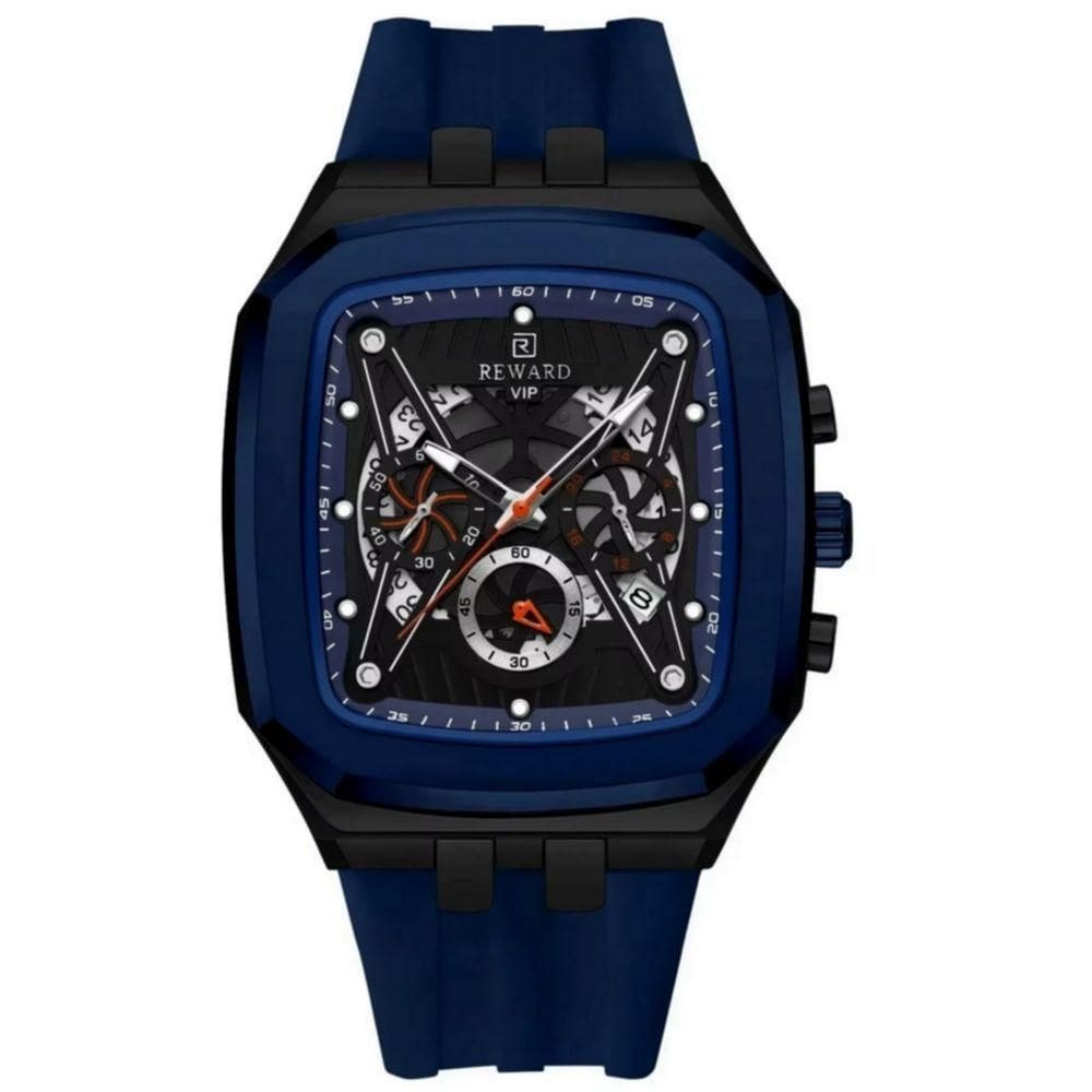 Relógio De Quartzo Masculino Design Retangular à Prova D´gua Casual Azul