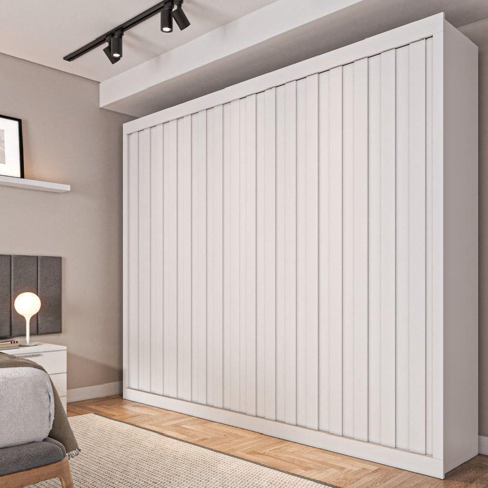 Guarda Roupa Rustic 2 Portas Ripado Mademarcs Branco Acetinado