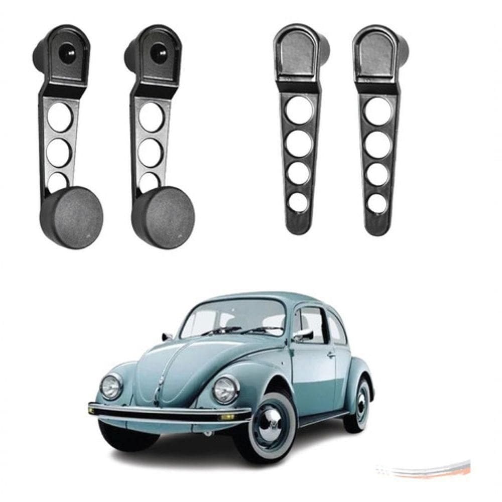 Kit Completo Manivela E Maçaneta Interna Preto Fusca 71 A 77 [f103]