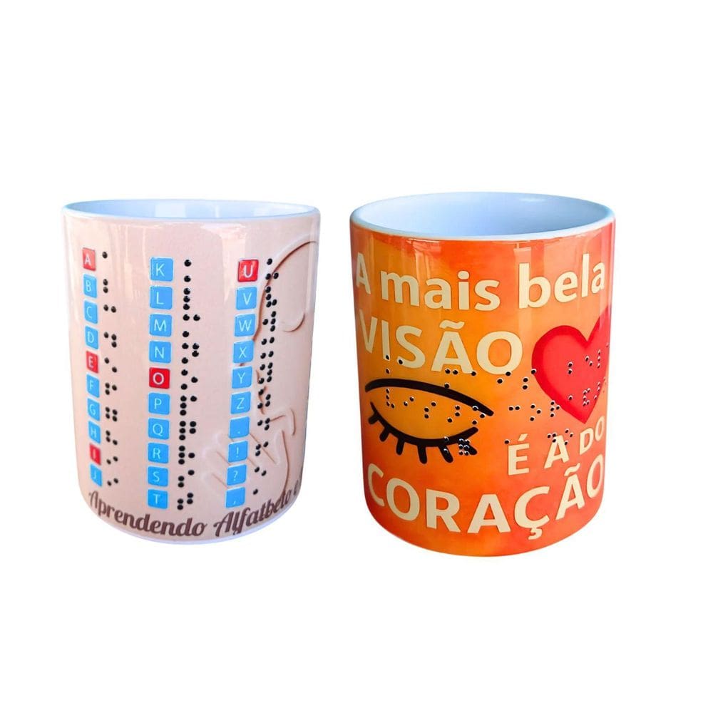 Kit Presente 2 Canecas Em Alto Relevo Aprendendo O Alfabeto
