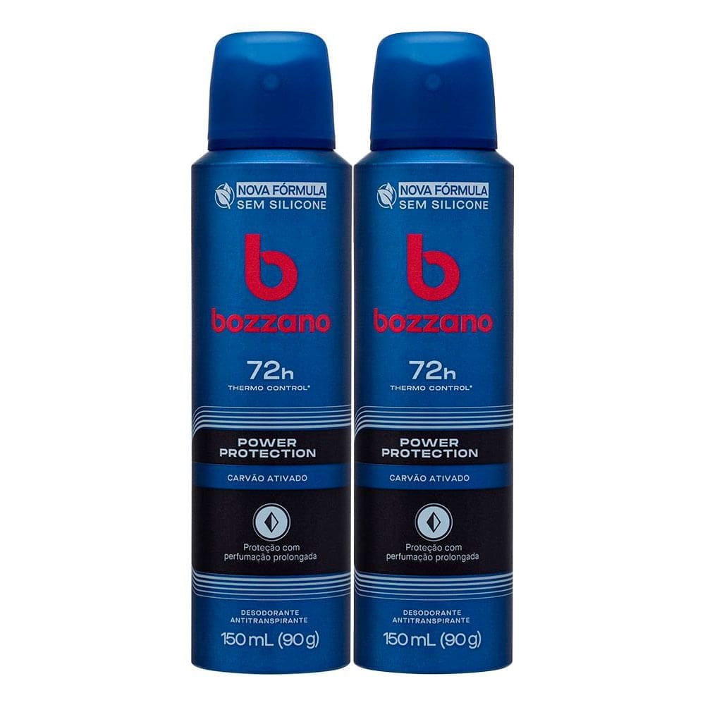 Kit 2 Desodorante Bozzano Aerosol Power Protection Carvão Ativado Antitranspirante 72h 150ml