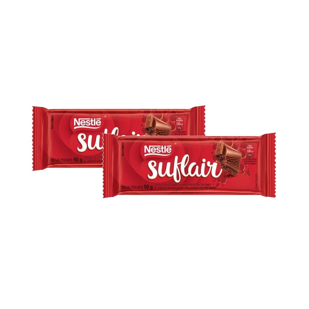 Kit 2 Chocolate Nestlé Suflair Ao Leite 50g