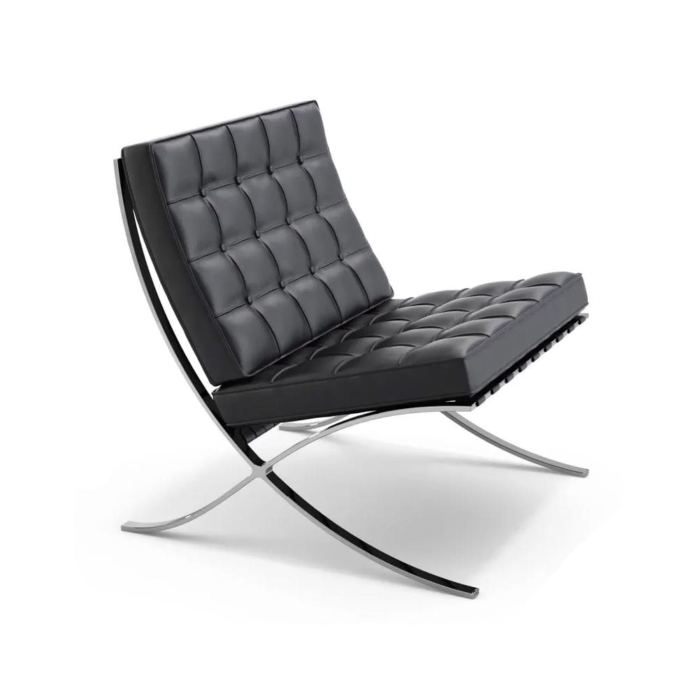 Poltrona para Leitura Barcelona com Puff Base Inox Preto