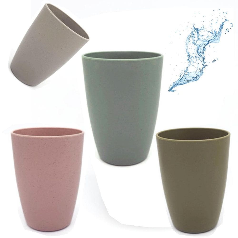 Kit 4 Copos De Bambu E Pp 4 Cores 300Ml - Ad