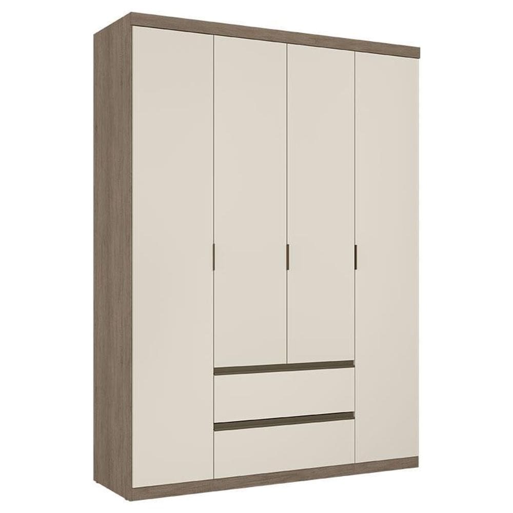 Guarda Roupa Solteiro Nobre 4 Portas Rustic Off White Acetinado - THB