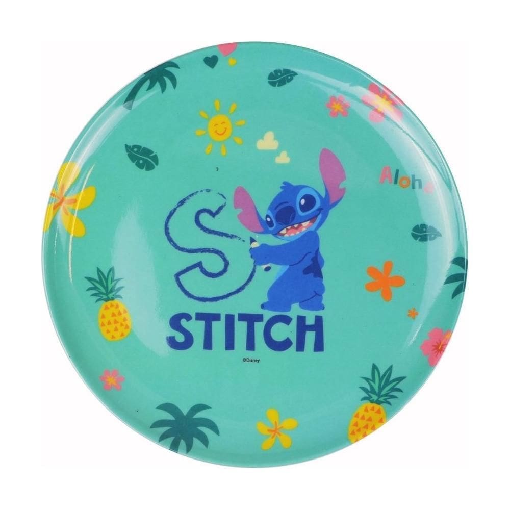 Prato Raso Refeição Infantil Disney Stitch Melamine 20Cm