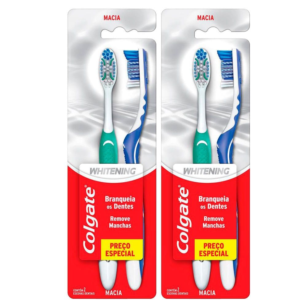 Kit 2 Escova Dental Colgate Whitening Macia Cores Leve 2 Pague 1