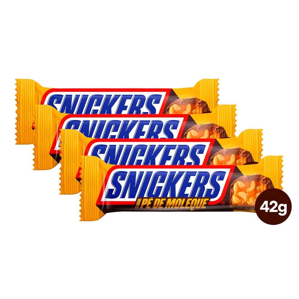 Kit 4 Chocolate Snickers Pé de Moleque 42g