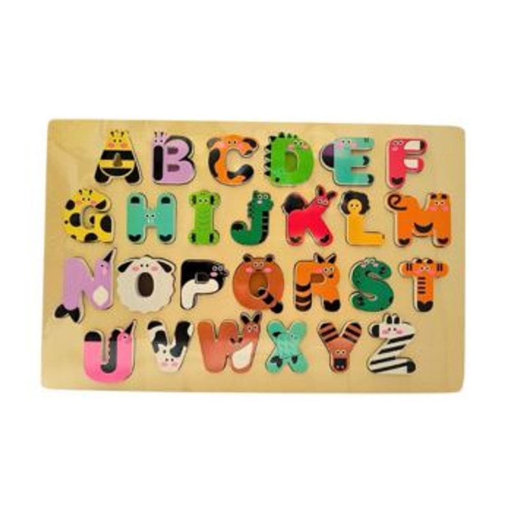 Didaticos Aprenda Brincando Alfabeto Bichos DM Toys Jogo de Encaixe Colorido em MDF Letras e Animais